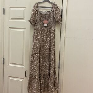 Floral Brown Maxi Dress
